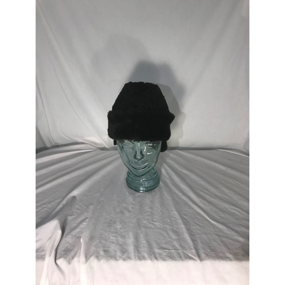 Vintage 1920s Black Faux Fur Winter Womans Hat